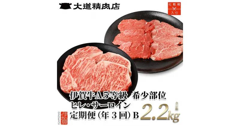 【ふるさと納税】【年3回】伊賀牛 A5ヒレ・サーロイン 定期便B 総合計約2.2kg | 肉 伊賀牛 牛肉 ステーキ 食品 定期便 セット 詰め合わせ 食べ比べ 送料無料 楽天ふるさと 納税 返礼品 お取り寄せグルメ 取り寄せ お取り寄せ 三重 伊賀