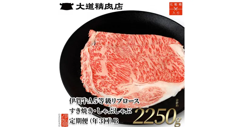 【ふるさと納税】【化粧箱入り 伊賀牛】 A5リブロース 750g 3回定期便コースB | 和牛 牛肉 一頭買い 霜降り 贈答 ギフト 大道精肉店 冷凍