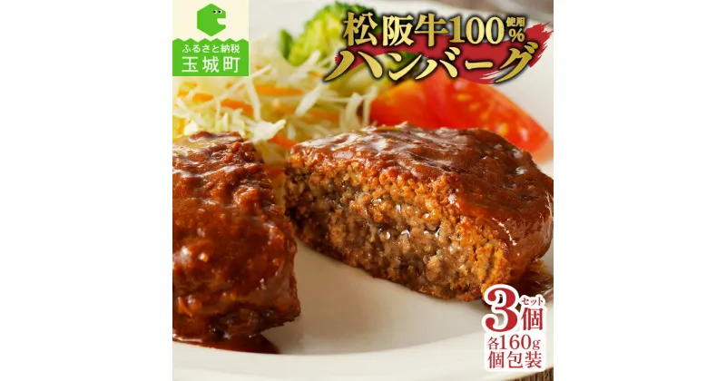 【ふるさと納税】肉 牛肉 松阪牛 国産 ハンバーグ 160g 3個 冷凍 湯煎 調理済み 旨味 デミグラスソース レストラン 家庭用 簡単 最優秀賞 自家農場 肉汁 香り 厳選 甘み 深み 三重県 玉城町 長太屋