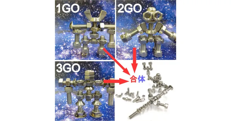 【ふるさと納税】ブロックみたいなねじ玩具 M6ネジー1・2・3号 セット ／ 大河内 ロボット 知育 おもちゃ 工具不要 ステンレス ネジ ボルト ナット 玩具 三重県 度会町