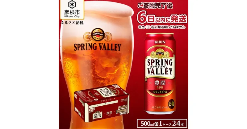 【ふるさと納税】6日以内発送 ビール キリン 500ml 24本 スプリングバレー 豊潤 496 KIRIN SPRING VALLEY | 缶ビール クラフトビール キリンビール 24缶 1ケース 500 24 酒 お酒 さけ sake アルコール 人気 おすすめ ギフト 麒麟 滋賀 彦根