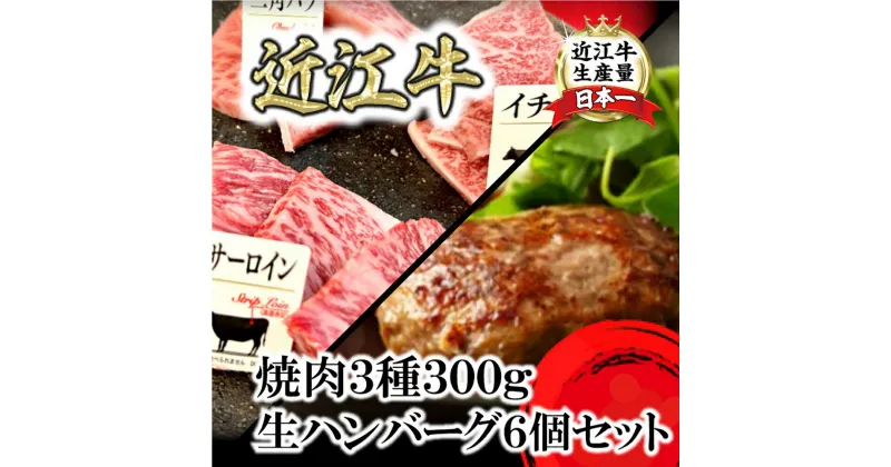 【ふるさと納税】特撰近江牛おすすめ部位 焼肉3種300g＆近江牛生ハンバーグ6個セット