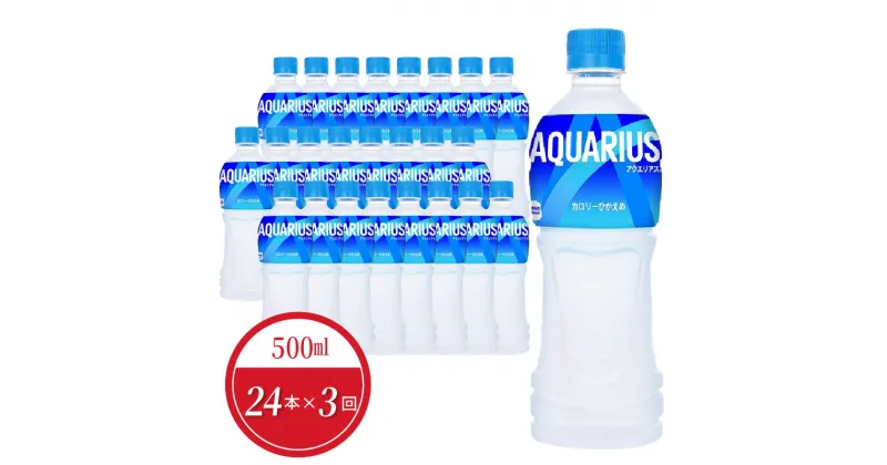 【ふるさと納税】定期便 3回 アクエリアス 500ml 24本入 ペットボトル スポーツドリンク 飲料 ドリンク コカ・コーラ社製品 水分補給 リフレッシュ 熱中症対策 常備 備蓄 保存 買い置き レジャー アウトドア 差し入れ PET リサイクル 滋賀県 守山市 お取り寄せ 送料無料