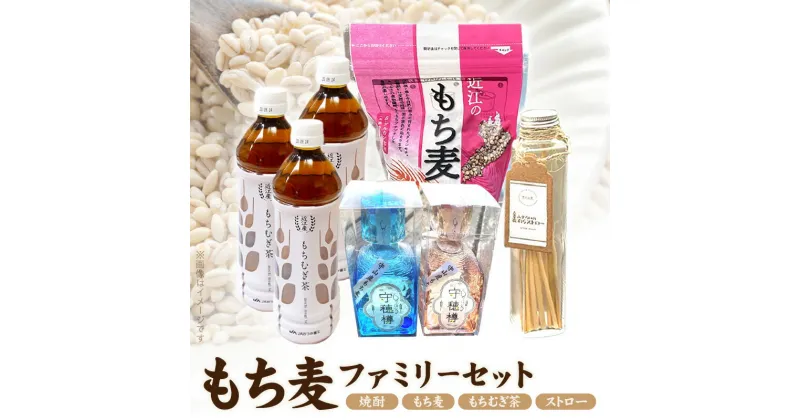 【ふるさと納税】もち麦 450g 焼酎 2本 もち麦茶 3本 ファミリー セット 滋賀県 守山市 特産品 守山もち麦 万人受け 飲みやすい 単式 蒸留 守穂樽 食物繊維 豊富 健康食品 手軽 スッキリ 飲み口 環境 やさしい 麦わら ストロー お取り寄せ お取り寄せグルメ 送料無料