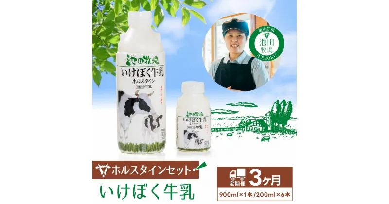 【ふるさと納税】いけぼく牛乳ホルスタインセット3か月定期便