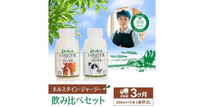 【ふるさと納税】いけぼく 牛乳 ホルスタイン・ジャージー 飲み比べセット3か月 定期便 ジャージー牛乳