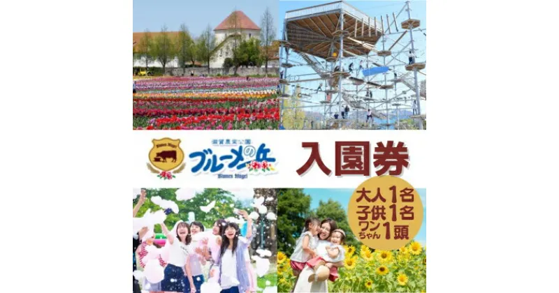 【ふるさと納税】滋賀農業公園 ブルーメの丘 大人1名・子供1名・ワンちゃん1頭 入園券 [ アトラクション 動物 ふれあい ファミリー 家族 旅行 犬 ペット ]　 チケット 入場券 優待券 体験型 観光 農園 動物