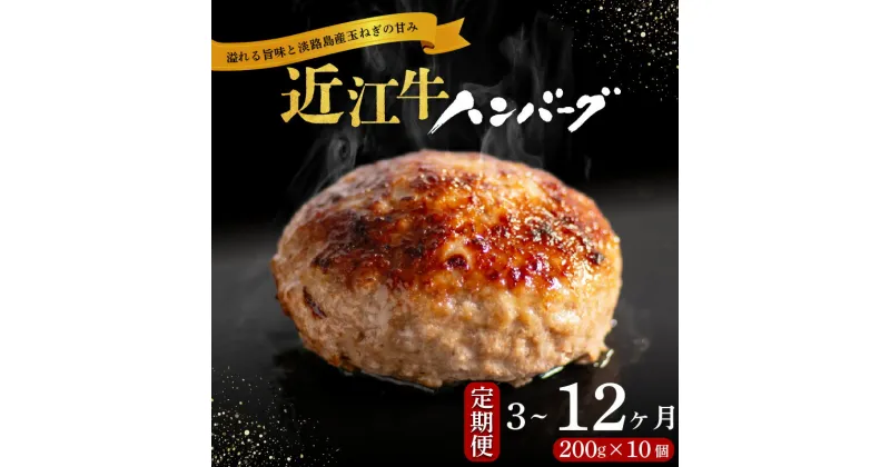 【ふるさと納税】 選べる 定期便 近江牛 ハンバーグ 淡路島 玉ねぎ入り 200g x 10個 2kg ( 3ヶ月 ／ 6ヶ月 ／ 12ヶ月 ) 個包装 肉汁 たっぷり 合挽き ジューシー 冷凍 ギフト 黒毛和牛 おかず キャンプ アウトドア 好評 神戸牛 松阪牛 に並ぶ 日本三大和牛 滋賀県 竜王町