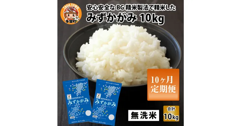 【ふるさと納税】【令和6年産】定期便10回 みずかがみ計100kg（10kg × 10回） 毎月1回定期配送 BG無洗米 【10月初旬から順次発送予定】[I-00402] / 滋賀県産 多賀町 米 お米 白米 ご飯 精米 袋 国産 送料無料