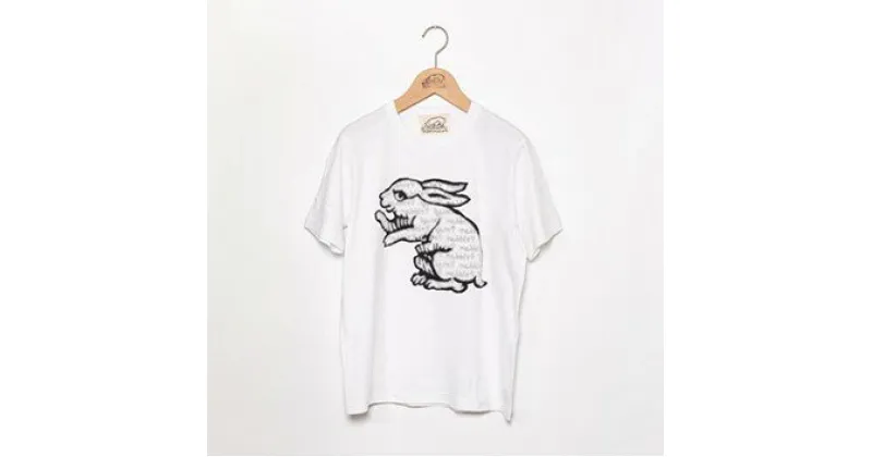 【ふるさと納税】【beanxious( ビーアンキシャス )】 直植毛フロッキーTシャツ ウサギ白 Lサイズ | Tシャツ フロッキー L ホワイト 白 ウサギ 動物 半袖 ギフト お祝い beanxious 京都府 京都市