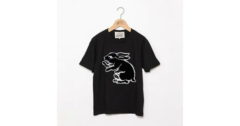 【ふるさと納税】【beanxious( ビーアンキシャス )】直植毛フロッキーTシャツ ウサギ黒 Sサイズ | Tシャツ フロッキー S ブラック 黒 ウサギ 動物 半袖 ギフト お祝い beanxious 京都府 京都市