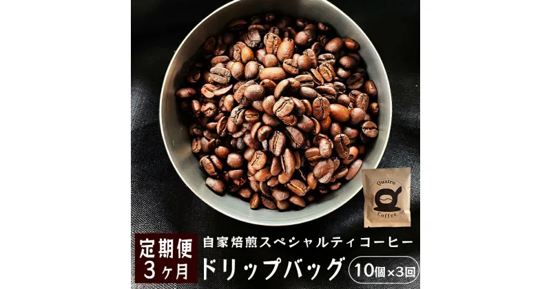 【ふるさと納税】 【3ヶ月定期便】 自家焙煎スペシャルティコーヒー 合計30杯分 ドリップバッグ 12g×10個×3回 ドリップコーヒー 珈琲 定期便 グアテマラ SanVictor農園 シングルオリジン サンビックトル