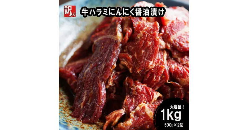 【ふるさと納税】 【 訳あり 】 牛ハラミ 焼肉 1kg (500g×2) 味付け にんにく 醤油漬け 牛肉 ハラミ 味付 肉 冷凍 小分け 真空パック 簡単 調理 料理 焼き肉 焼肉用 BBQ はらみ カット 不揃い 幸福亭