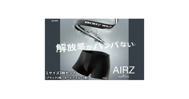 【ふるさと納税】BODYWILD AIRZ ボクサーパンツ Lサイズ 3枚セット ブラック2枚 ネービーブルー1枚 ファッション 服 下着 グンゼ GUNZE L ボクサー パンツ　宮津市　お届け：商品のお届けまで最長3ヶ月～4ヶ月