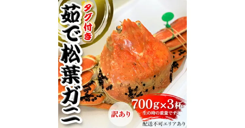 【ふるさと納税】訳あり 松葉ガニ 茹で タグ付き 700g up 3杯《2024年11月中旬?12月中旬、もしくは、2025年1月中旬以降以降順次発送》　 蟹 訳あり品 魚介類 　お届け：11月中旬?12月中旬1月中旬?2月中旬