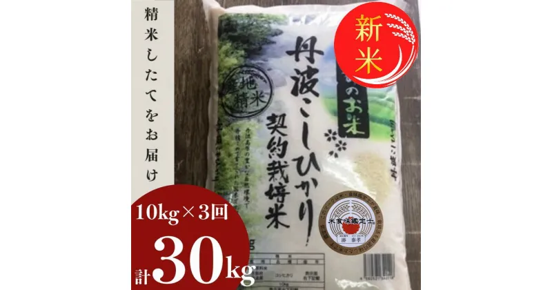 【ふるさと納税】【定期便】令和6年産 新米 訳あり 京都丹波米こしひかり10kg×3回 計30kg◆ 米 3ヶ月 白米 3回定期便 ※精米したてをお届け コシヒカリ ※毎月1回又は2カ月に1回 ※北海道・沖縄・離島への配送不可 ※2024年10月上旬以降順次発送予定