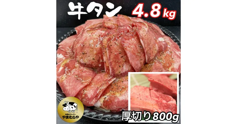 【ふるさと納税】牛タン 熟成牛 塩タン 味付 4kg (200g×20パック) 厚切り牛塩タン味付 800g付＜お肉のスーパーやまむらや＞